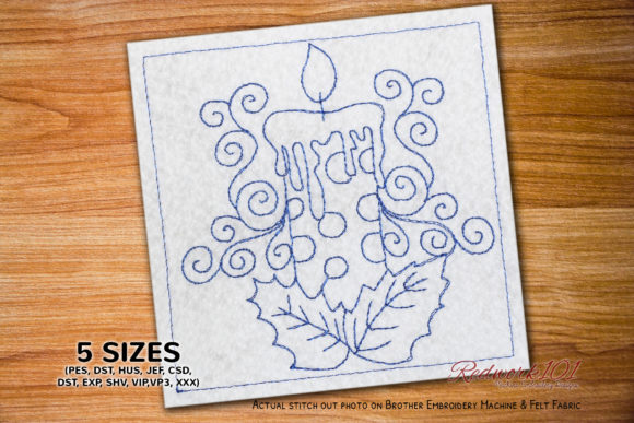 A Timeless Christmas Candle Embroidery for Personalization