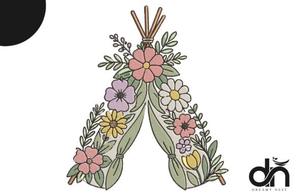 Boho Floral Teepee: A Whimsical Holiday Embroidery