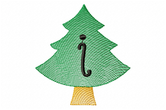 Christmas Tree Letter I: A Festive Embroidery Design