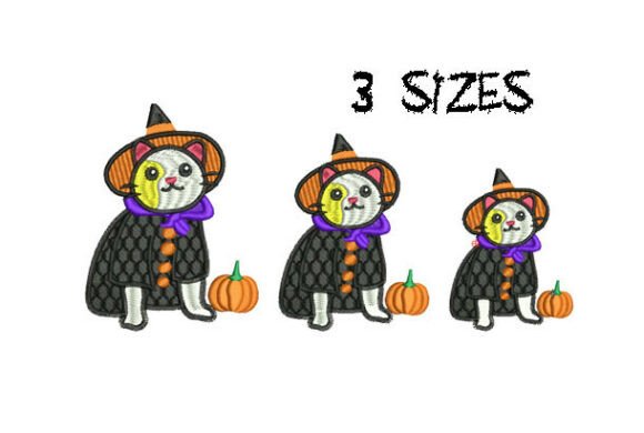 Cute Cat Halloween: A Charming Embroidery Design