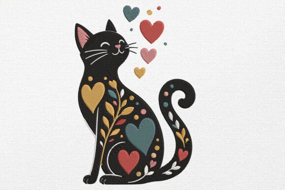 Elegant Cat Embroidery Design for Modern Sweatshirts