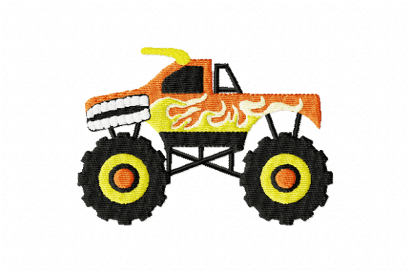 Monster Truck: A Bold Embroidery Design for Kids